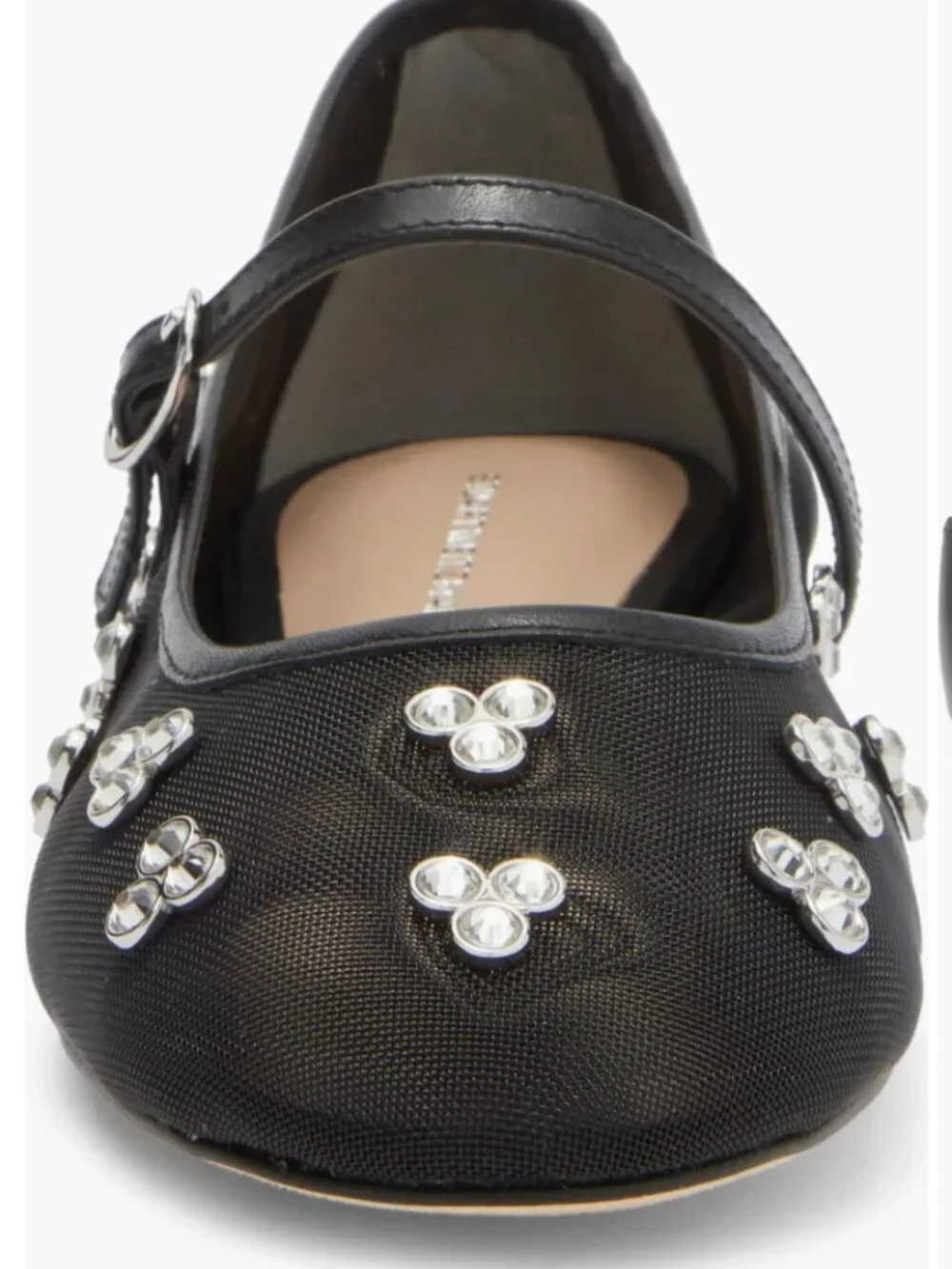 Stuart Weitzman Tammy Mesh & Leather Mary Jane Ballet Flats in Black Sz 8 $495